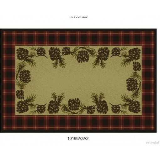 Goods of the Woods Cones Red Plaid Rectangular Vista Rug - 30 Inches x 50 Inches