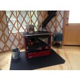 Wood burning cook stove in yurt